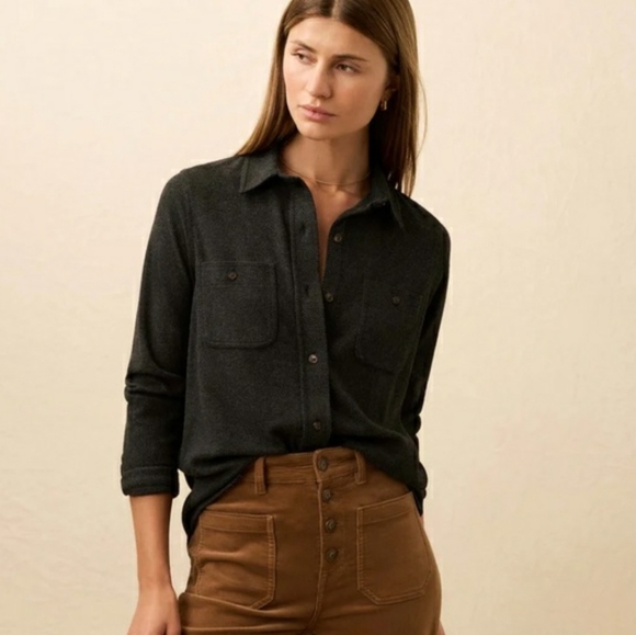 Faherty Tops - Faherty Legend Sweater Shirt In Heathered Black Twill
